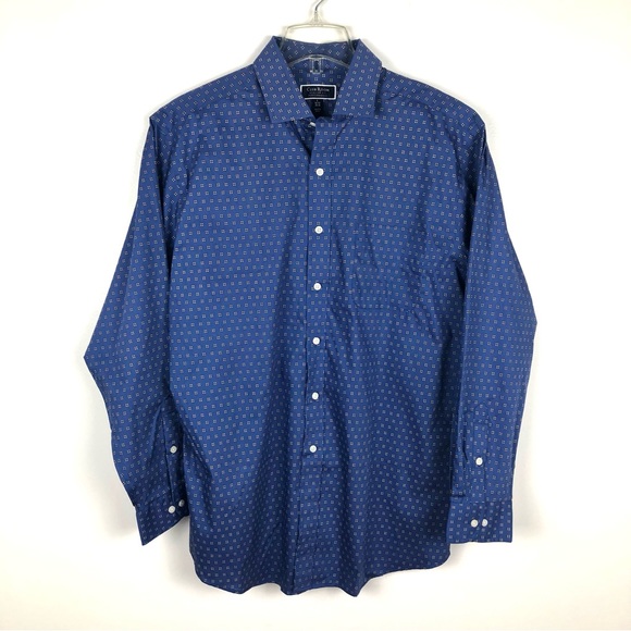 Club Room Blue Pattern Dress Shirt 100% Cotton Size L 16 1/2 34-35 - Picture 1 of 12